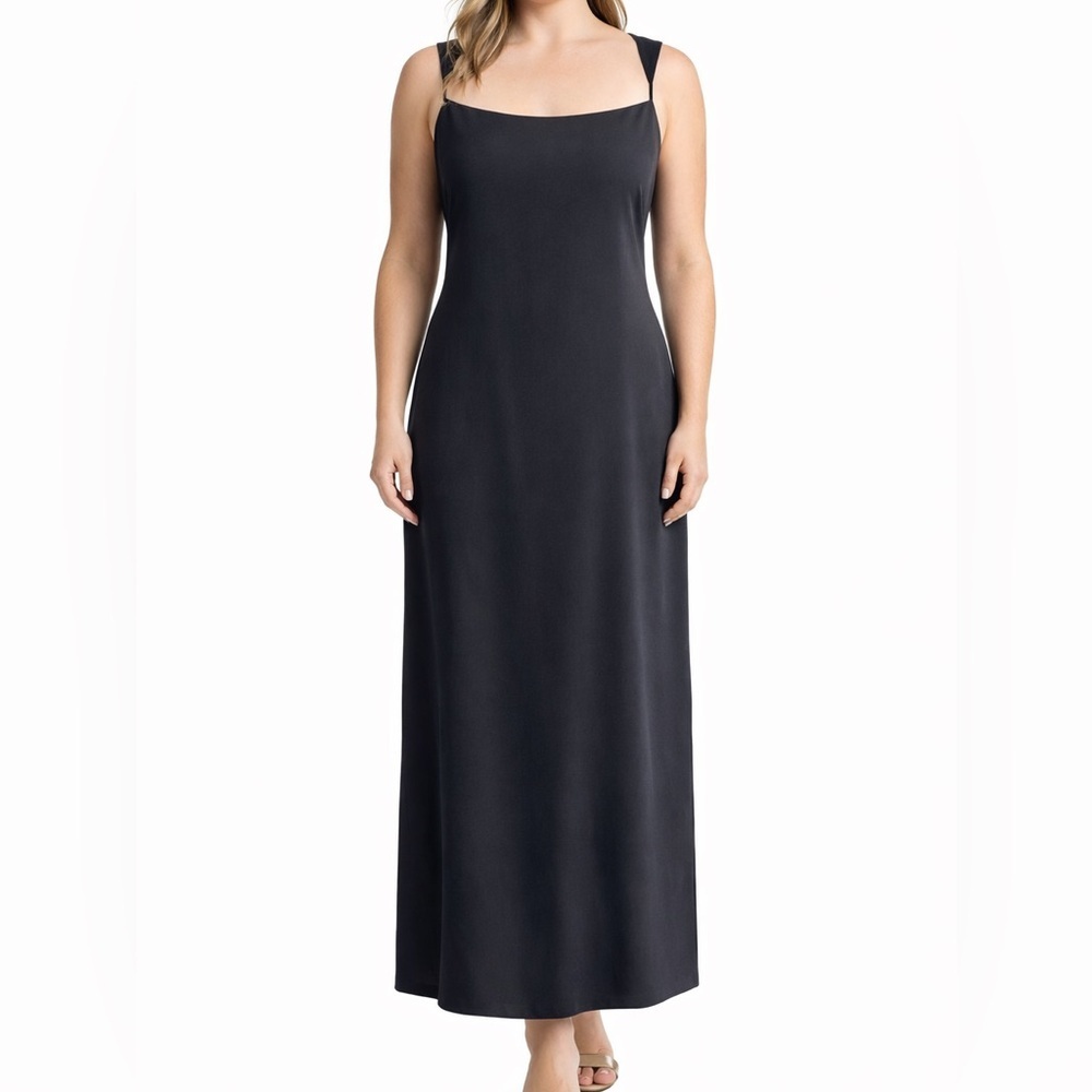 🇨🇦 Vintage 90s Joseph Ribkoff Black Minimalist Maxi Slip Dress Size Large